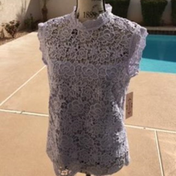 Isis Bliss Crochet Zipper Back Simple Elegant Top - Picture 1 of 2